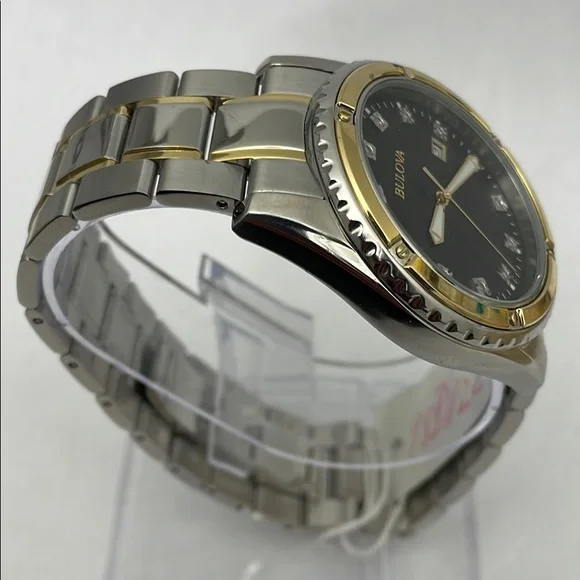 New Bulova Two Tone Diamond Dial Mena Watch